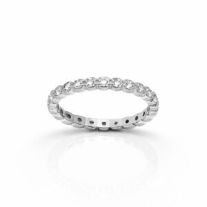 Timeless 925 Sterling Silver Single Row Eternity Band | Classic American Diamond Stackable Ring for Women (Size 9)
