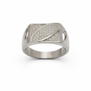 Majestic 925 Sterling Silver Rectangular Pave Ring | Men's Designer American Diamond Band (Size 19)