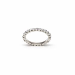 Classic 925 Sterling Silver Shared Prong Eternity Band | Stackable American Diamond Finger Ring for Women (Size 9)