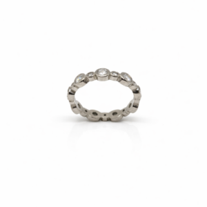 Modern 925 Sterling Silver Bezel Set Eternity Band | Bubble Style Stackable Finger Ring for Women (Size 11)