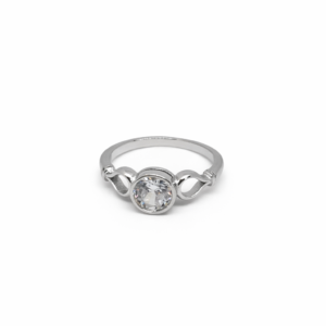 Timeless 925 Sterling Silver Round Solitaire Ring | Designer Infinity Shank Finger Ring for Women (Size 12)