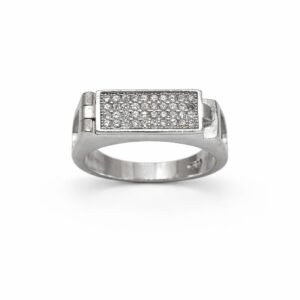 Majestic 925 Sterling Silver Royal Blue Halo Ring | Men's Designer Band with Scrollwork Detail (Size 19)