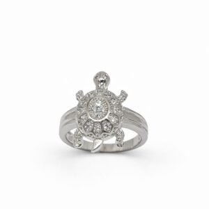 Prosperity 925 Sterling Silver Tortoise Ring | Men's Designer American Diamond Kachua Ring (Size 19)