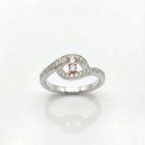 Contemporary 925 Sterling Silver & Rose Gold Two-Tone Bypass Ring | Designer Diamond Loop Finger Ring for Women (Size 10)