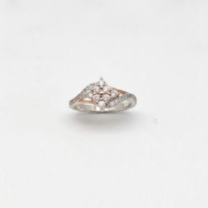 Elegant 925 Sterling Silver & Rose Gold Two-Tone Cluster Ring | Diamond Shape Finger Ring for Women (Size 12)