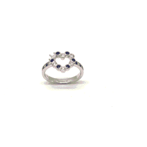 Romantic 925 Sterling Silver Blue Sapphire & White Zircon Open Heart Ring | Designer Love Band for Women